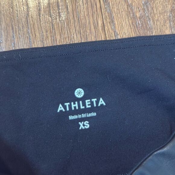 Athleta black gleam chaturanga faux leather front leggings xs - Picture 4 of 11